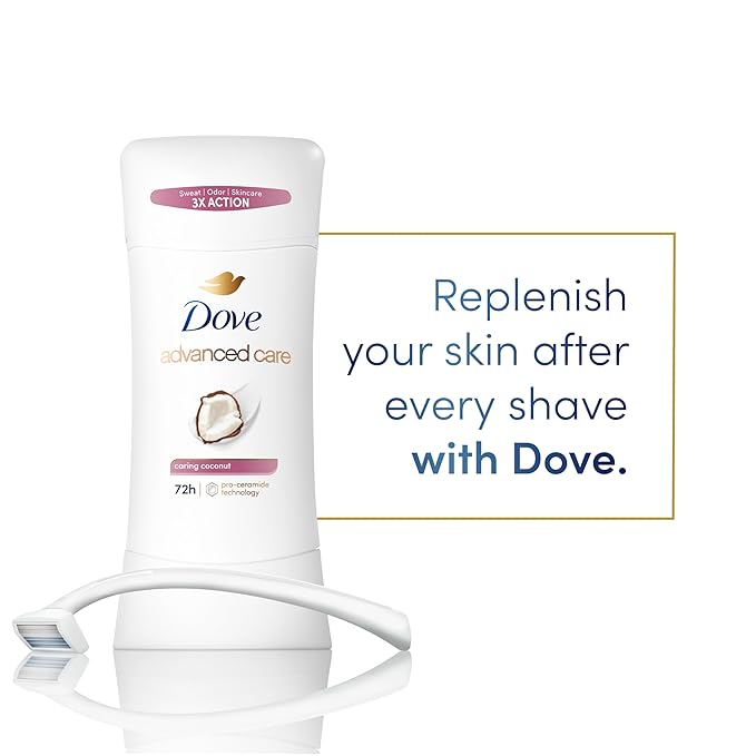 Dove Advanced Care Antiperspirant Caring Coconut, 2 Count Deodorant Stick for Women, for 48 Hour Protection And Soft And Comfortable Underarms, 2.6 oz