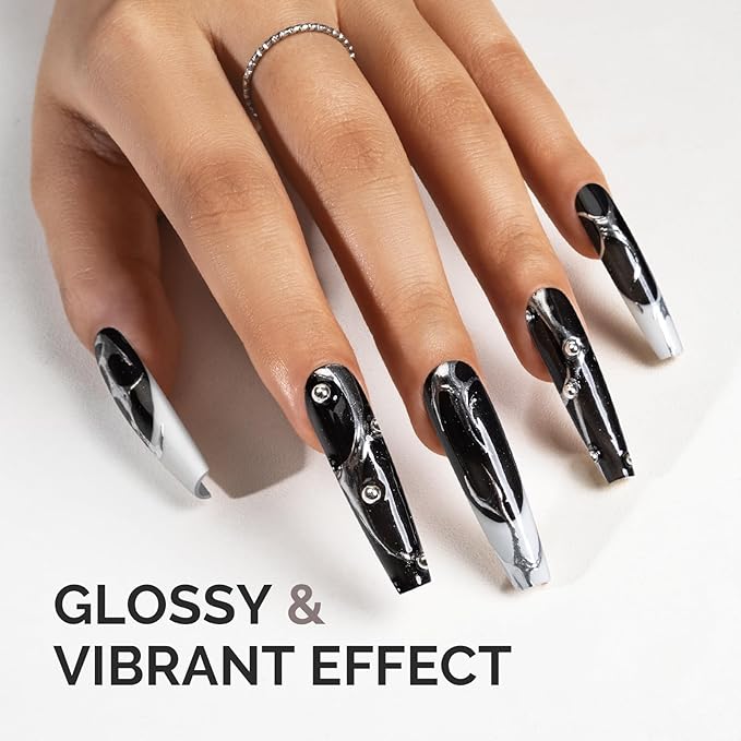MelodySusie Black Gel Nail Polish, 0.5fl oz Nails Soak Off UV LED Black Shimmer Gel Polish Gift for Women Nail Art Manicure Salon DIY Nail Design Decoration at Home-1760