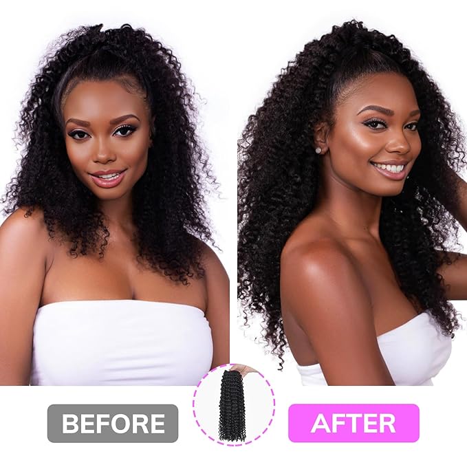 IDN BEAUTY Clip In Hair Extensions Real Human Hair, 22 Inch 120g 7pcs Natural Black Kinky Curly Human Hair Clip In Extensions Remy Virgin Human Hair Clip Ins Real Human Hair Black Women Thick Hair