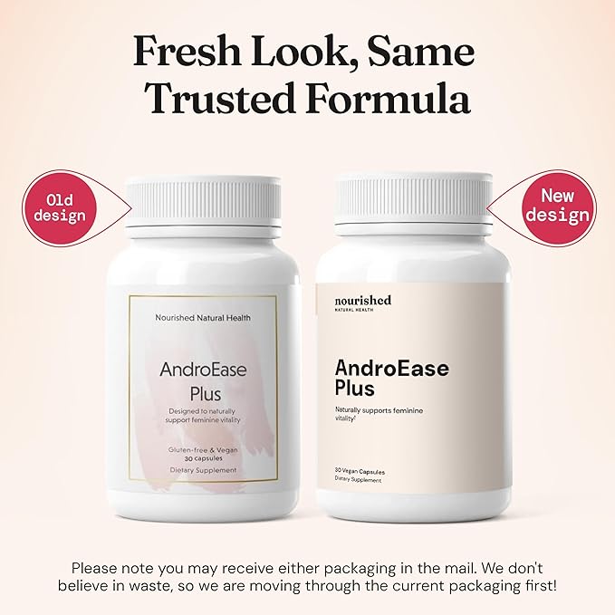 Nourished AndroEase Plus - Natural Balance Supplement for Women - Vegan Formula with Zinc & Saw Palmetto - 240 Capsules for Daily Wellness & Vitality - Made in USA