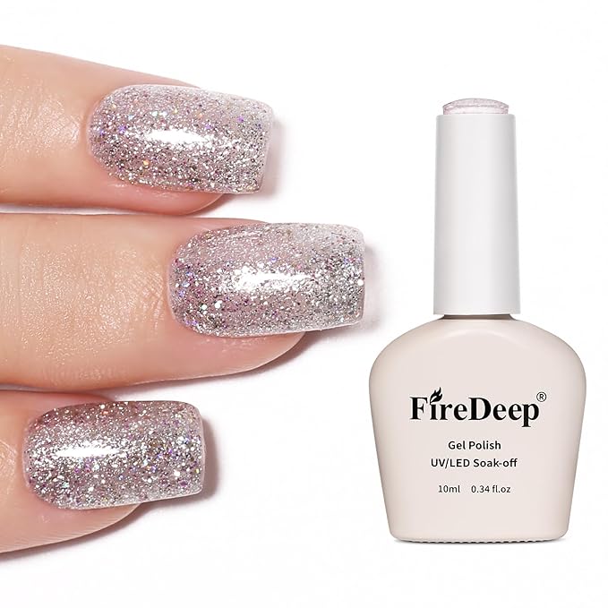 Silve Gel Polish Glitter Hema Free 0.34 OZ Same Color Same Top Cover Reflective Sparkle UV Polish Christmas Manicure Nail Art DIY
