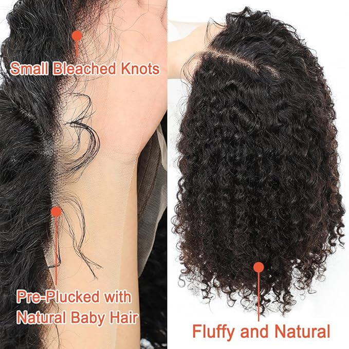 Deep Curly Bob Wig Human Hair 13x4 HD Lace Frontal Wigs Pre Plucked 180% Density Wet and Wavy Lace Front Bob Wigs Human Hair Glueless for Black Women 14 Inch