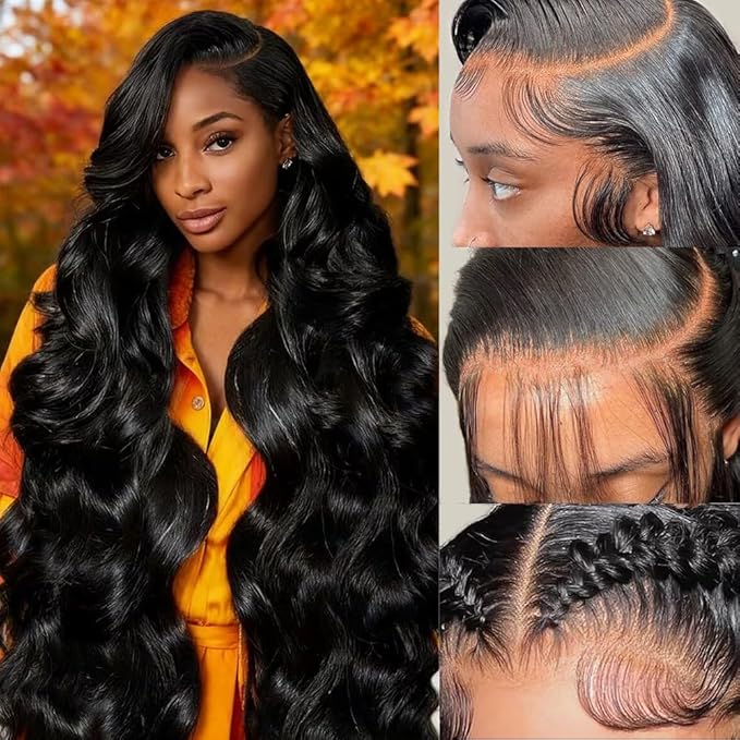 30 Inch Body Wave Lace Front Wigs Human Hair 13x6 HD Lace Frontal Wigs Human Hair Pre Plucked 200% Density Glueless Wig For Women Natural Color