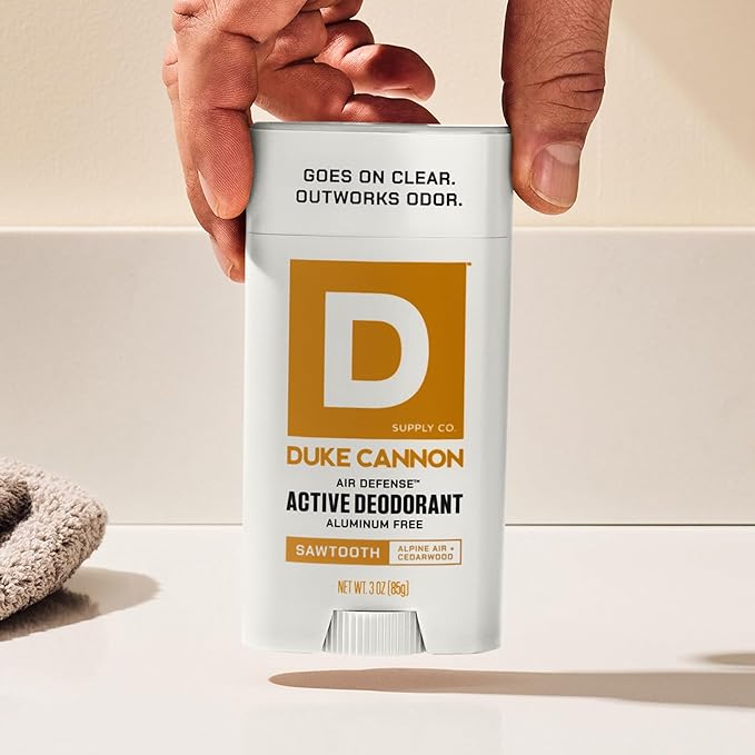 Duke Cannon Aluminum-Free Deodorant for Men - Air Defense, 3 oz – Long-Lasting, Clear Glide, Skin-Soothing Formula, Alpine + Cedarwood (Sawtooth)