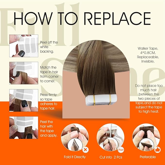 Full Shine Balayage Tape in Hair Extensions Color 3/8/22 Balayage Tape ins Human Hair Extensions 20Inch Straight Brazilian Invisible Skin Weft 100G Cuticles Aligned Extension 40Pcs