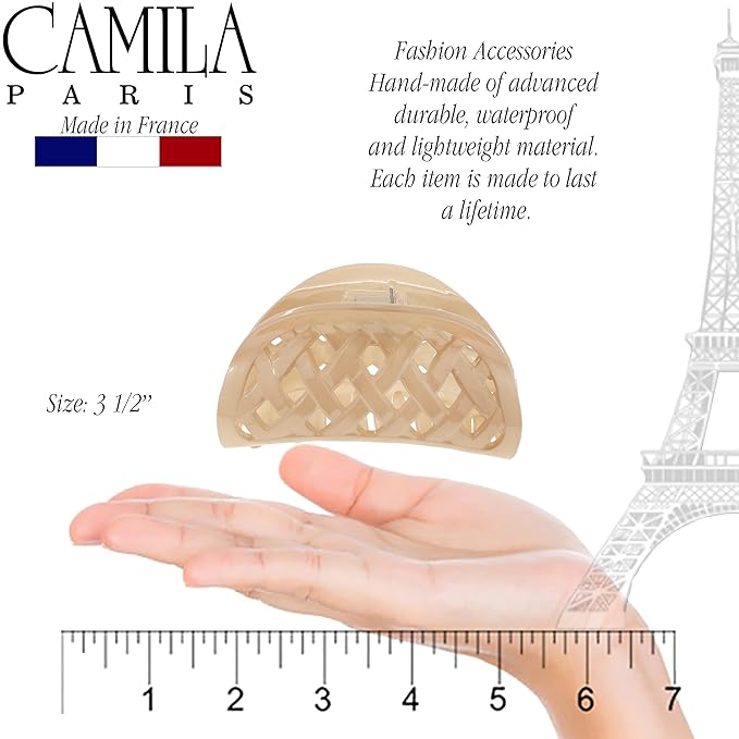 Camila Paris CP3201 French Hair Clip for Women Thick Hair for Long Curly Wavy Hair, Girls Hair Claw Clips Jaw, Durable Styling Big Claw Clip for Thick Hair, Strong Hold No Slip Grip, Made in France