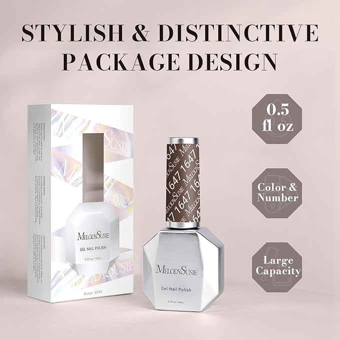 MelodySusie Dark Brown Gel Nail Polish, 0.5 fl oz Soak Off UV LED Gray Brown Gel Polish Gift for Women Nail Art Manicure Salon DIY Nail Design Decoration at Home-1647-A2206