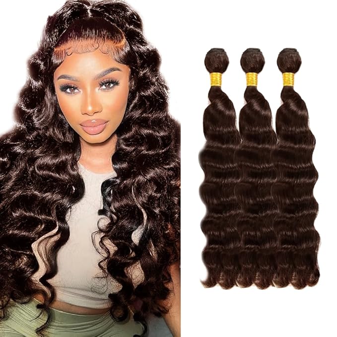 30 32 34 inch WuvuSnm #4 Human Hair Bundles Brown Loose Wave Bundles Human Hair Dark Brown Loose Deep Wave Bundle 150g