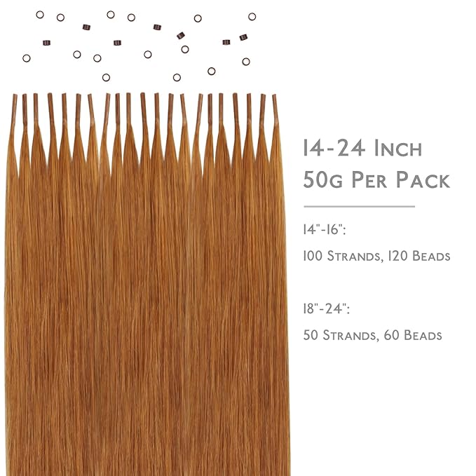 WENNALIFE I Tip Hair Extensions Human Hair, 50g 50s 24 Inch Auburn Ginger Remy Itip Human Hair Extensions Invisible Itips Straight I Tips Fusion Extensions Real Human Hair