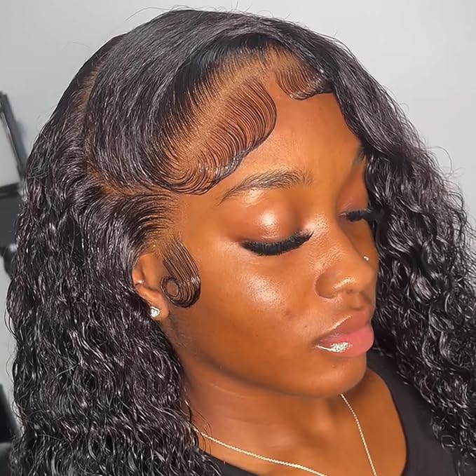 NESMON 13x6 Deep Wave Lace Front Wigs Human Hair Wigs for Women 200% Density 0.01MM Real SKINLIKE HD Lace Deep Curly Lace Frontal Wigs Human Hair Pre Plucked with Baby Hair Natural Color 20 Inch