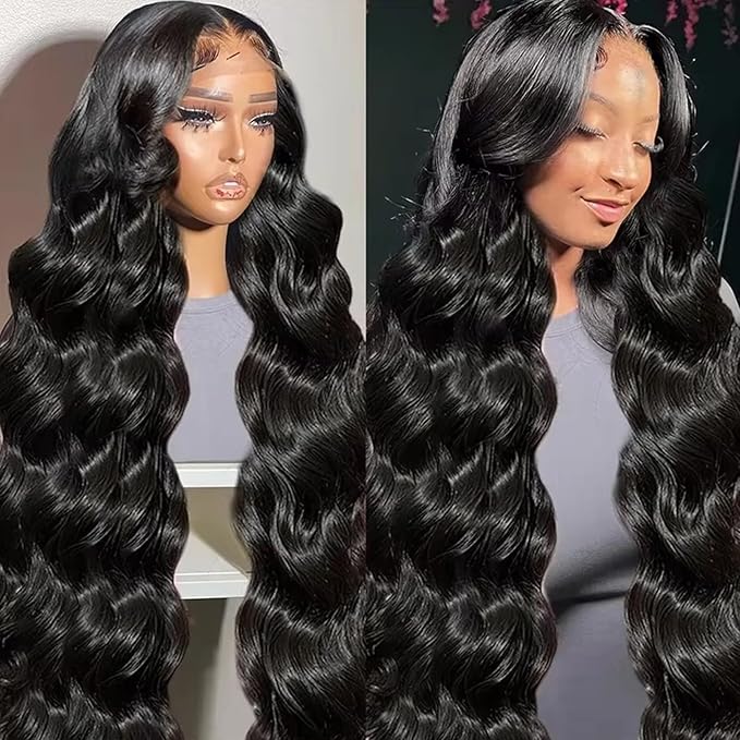 13x6 Lace Front Human Hair Wig, 100% Human Hair 180 Density, HD Lace Frontal Wig, Pre-Plucked Glueless Wigs, 28inch