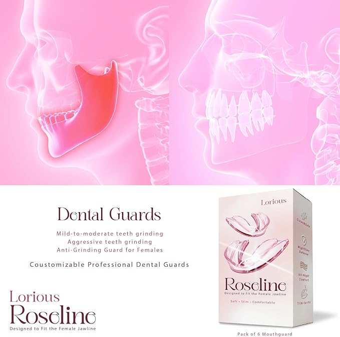 Moldable Mouth Guards for Teeth Grinding and Clenching – 6-Pack Pink Night Guards for Women with 4 Regular and 2 Small Sizes – Comfortable, Custom-Fit Mouthpieces for Day or Night Wear