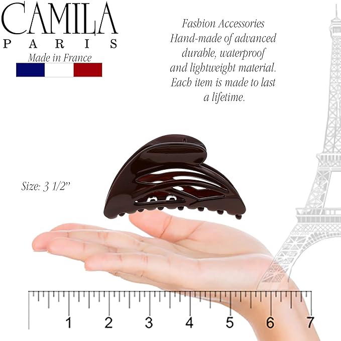 Camila Paris CP3436 French Hair Clip for Women, Large Dolphin Brown, Girls Hair Claw Clips Jaw Fashion Durable and Styling Hair Accessories for Women, Strong Hold No Slip Grip Made in France