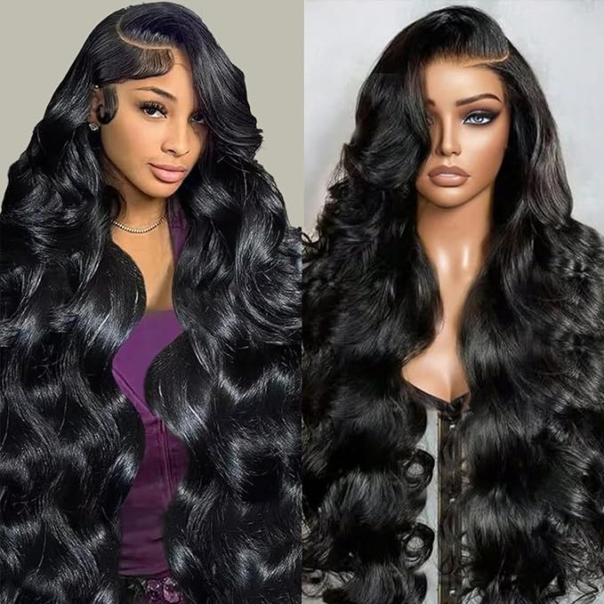 13x6 Lace Front Wigs Human Hair 200 Density Body Wave Lace Front Wigs Human Hair Pre Plucked 12A Glueless Wigs for Women HD Lace Frontal Wigs Natural Color 40 Inch