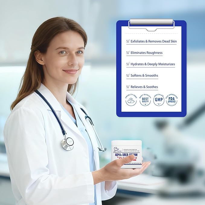 40% Urea Foot Cream with 2% Salicylic Acid, Urea Cream 40 Percent for Feet & Hands-Maximum Strength Moisturizer for Rough, Dry, Thick & Cracked Skin, Deep Hydration, Non-Greasy, 5.29 oz