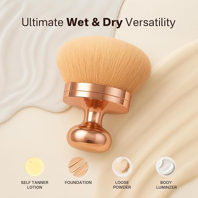 Tanning Brush for Self Tanner, Soft Dense Bristles for Smooth & Streak-Free Application, Gold Self Tanning Brush for Body, Blend Mousse, Lotion & Bronzing Foam for Even Full-Body Coverage