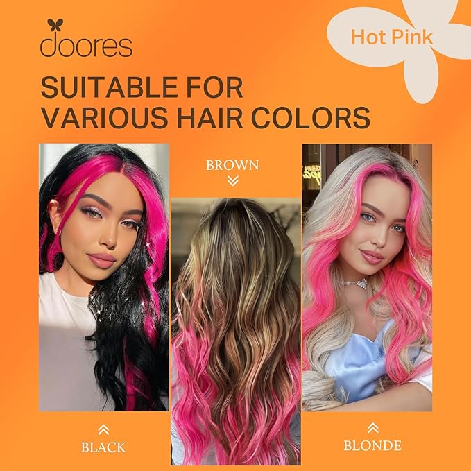 DOORES I Tip Hair Extensions, Hot Pink 16 Inch 25g/50s, Human Hair, Pink Human Hair Extensions
