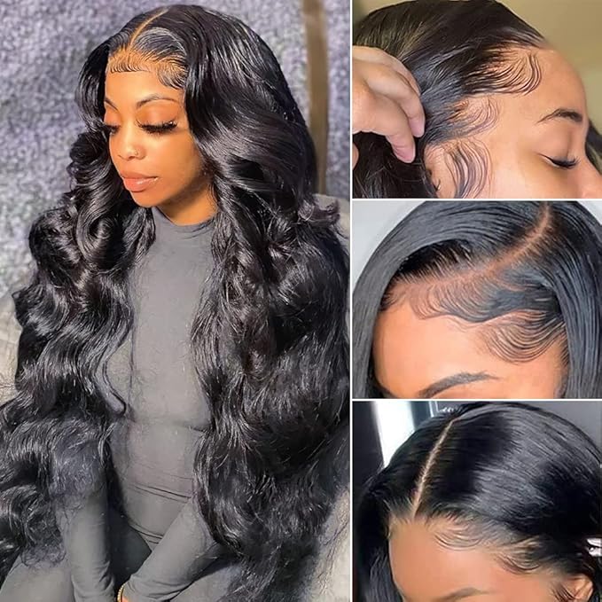 Pizazz Body Wave Lace Frontal Wigs Human Hair Pre Plucked with Baby Hair 180 Density Glueless Wigs for Black Women 13x4 HD Transparent Lace Front Wigs with Natural Hairline (22 Inch)