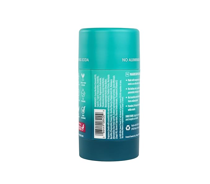 Crystal Magnesium Solid Stick Natural Deodorant, Non-Irritating Aluminum Free Deodorant for Men or Women, Safely and Effectively Fights Odor, Baking Soda Free, Cucumber + Mint, 2.5 oz