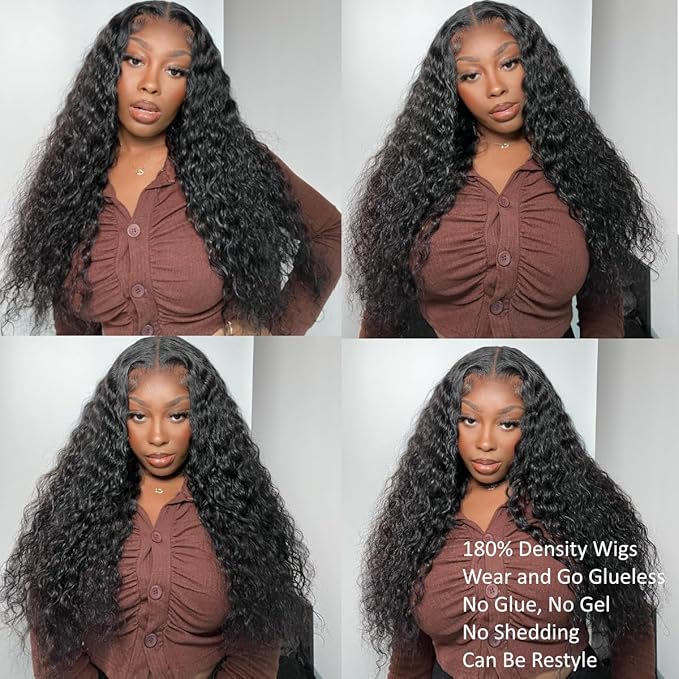 Julia Hair 12A Bye Bye Knots Glueless Wig Water Wave 7x5 Pre Cut HD Lace Closure Wigs Human Hair Wear and Go Pre Plucked for Beginners Wet Wavy Lace Front Wigs Brazilian Hair Natural 20 Inch