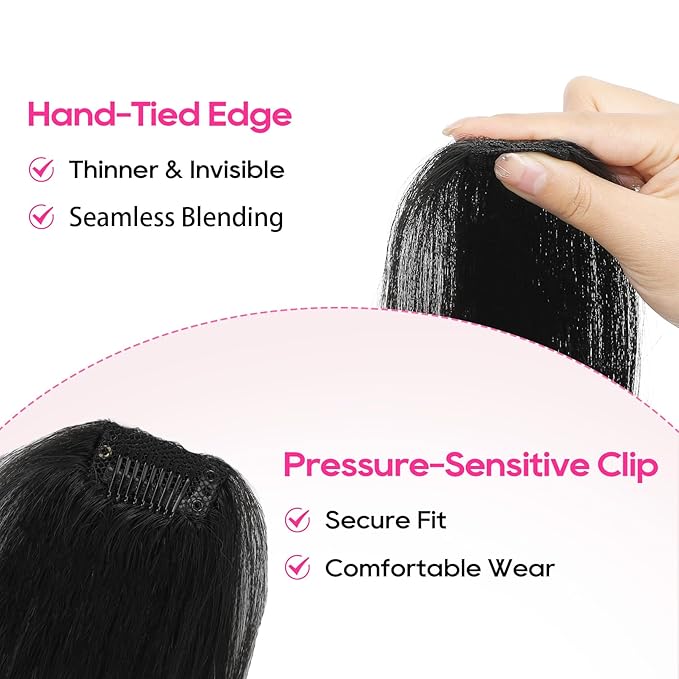 REECHO Clip in Hair Volumizer, Short Thick Clip in Hairpieces Adding Extra Hair Volume Extensions for Women with Thin Fine (Black, 8 Inch(Pack of 4))