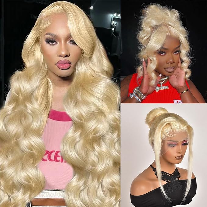 Alimubi 613 Lace Front Wig Human Hair 360 Lace Front Wigs Body Wave Full Lace Human Hair Wigs 200 Density HD Lace Front Wigs (34 inch)