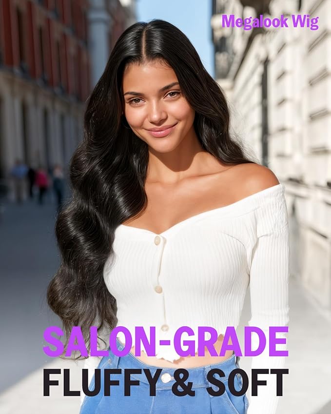 Megalook 13x4 HD Lace Front Wigs Human Hair Pre Plucked Hairline Body Wave Lace Front Wigs Human Hair Prebleached Knots 100% human hair lace front wigs 210 Density Frontal Wigs for Black Women 28 Inch