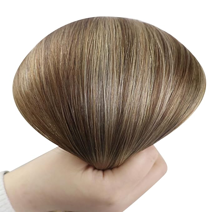 Full Shine Butterfly Weft Hair Extensions 22 Inch 100G Ovo Weft Human Hair Extensions Pu Hole Weft Extensions Remy Straight Hair Weft Color Medium Brown Highlight Honey Blonde Extensions