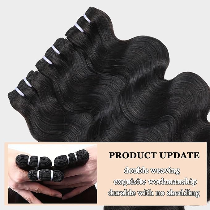Body Wave Bundles Human Hair 26 28 30 Inch 12A Human Hair 3 Bundles 100% Unprocessed Brazilian Virgin Remy Hair Body Wave Human Hair Bundles Hair Extensions Natural Color