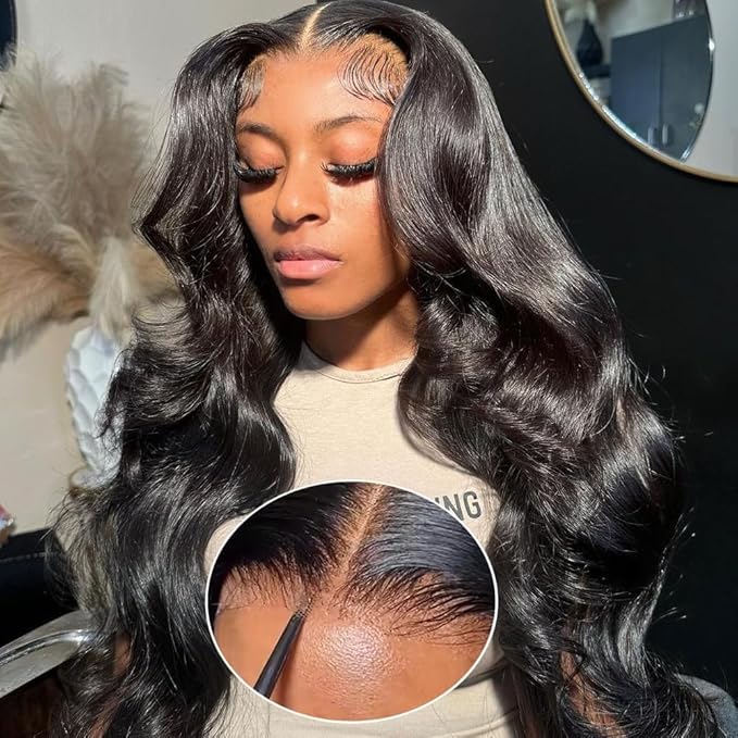 7x5 HD Lace Closure Glueless Wigs Human Hair Pre Plucked Pre Cut 180% Density Wear and Go Glueless Wig 22Inch Body Wave Lace Front Wigs Human Hair Pre Plucked for Black Women Natural Hairline