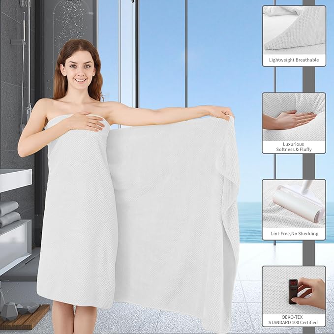 White Hand Towels Set 2 Pack-16“x31”,Ultra Soft Microfibers Bathroom Towel Set Highly Absorbent Quick Dry Luxury Premium Towel Lightweight Durable Hand Towel Collection for Hotel Spa Gym Kitchen