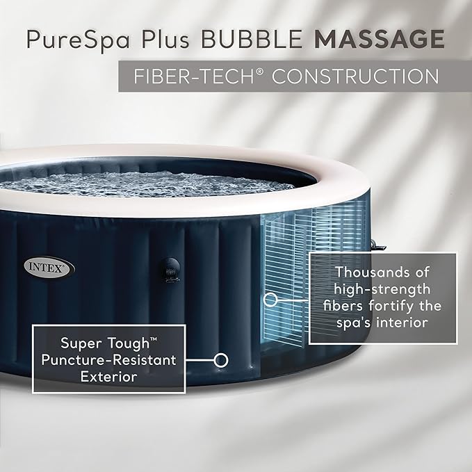 INTEX 28429EP PureSpa Plus Bubble Massage Spa Set: Includes – 2 Contoured Headrest – LED Light – 4 Person Capacity – 77" x 28"