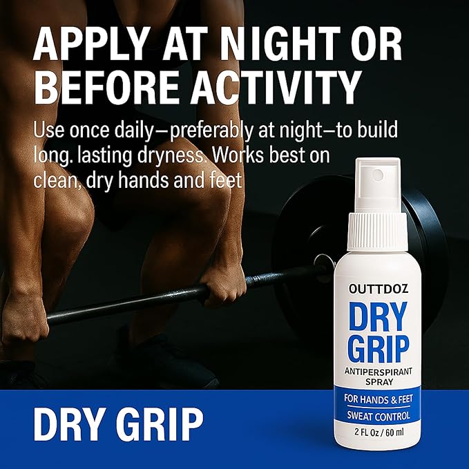DryGrip Antiperspirant Spray for Hands and Feet – Extra Strength Sweat Control with 15% Aluminum Chloride – Grip Enhancer for Climbing, Gymnastics, Weightlifting, Dance and Sports