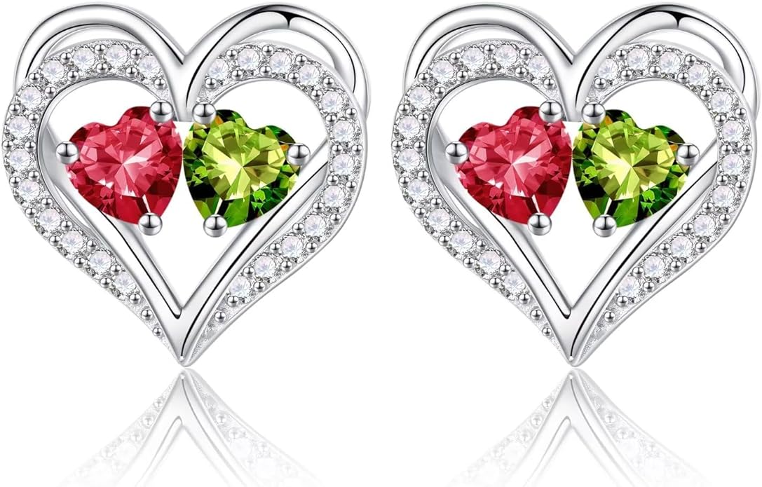 Iefil Christmas Gifts for Women Wife - 925 Sterling Silver Birthstone Earrings, Anniversary Birthday Gifts for Women Wife Girlfriend Mom