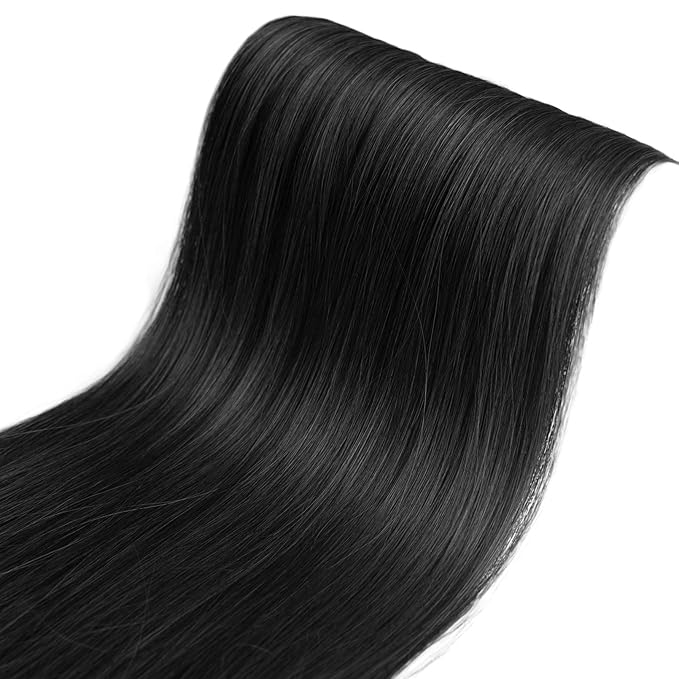 REECHO Thick Long Straight 3PCS Set Clip in on Hair Extensions for Women Girls (28 Inch (Pack of 3), Natural Black - Straight)