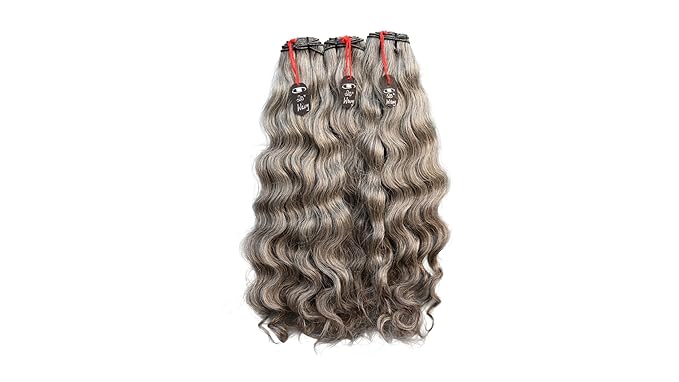 20” Wavy Salt & Pepper/Natural Gray 3 bundles. Its 100% Natural Indian Virgin Raw Hair Extensions .Natural color unprocessed and not treated with any kind of chemicals