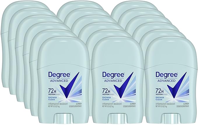 Degree Women’s Travel Deodorant Shower Clean 18-Pack – 72H Body Heat Activated Mini Antiperspirant, 0.5 Oz Ea
