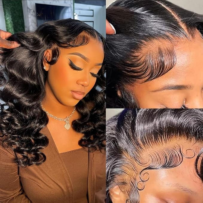 20 Inch 13x6 Lace Front Wigs Human Hair 200 Density Body Wave HD Lace Front Wigs Human Hair Pre Plucked Natural Color Glueless Wig 100% Virgin Human Hair Lace Front Wigs for Women