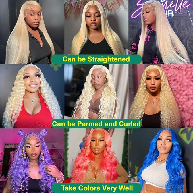 30 Inch 613 13x6 Lace Front Wig Human Hair 200% Density Blonde Wig Human Hair 13x6 HD Body Wave Lace Front Wigs Human Hair Pre Plucked Free Part 613 HD Lace Frontal Wig for Women