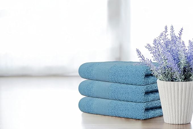 Premium Wash Cloths Pack of 12 (13" x 13") 100% Ring Spun Cotton | Luxury Washcloths | Ultra Soft Face Towels | Highly Absorbent Wash Cloths for face (Sky Blue)