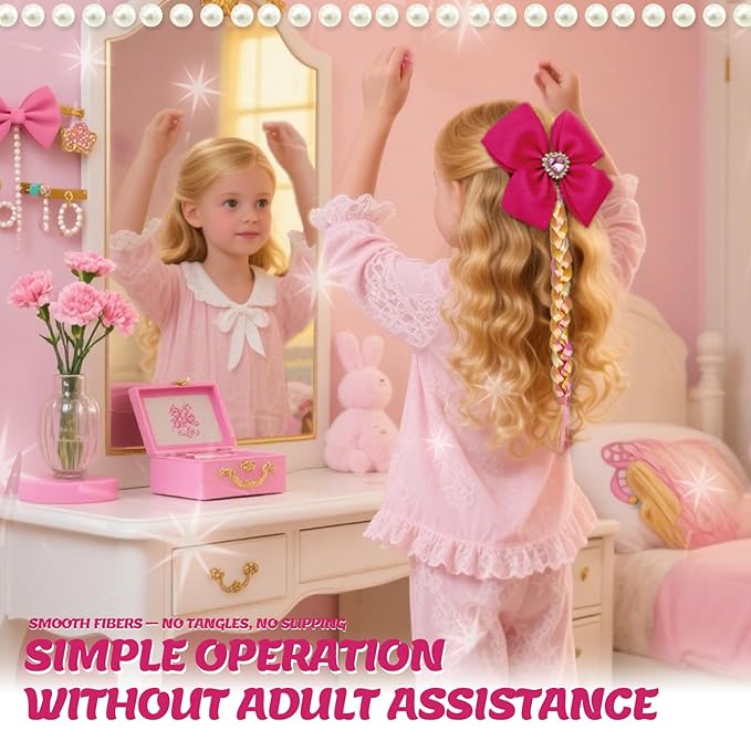 6 PCS Tinsel Hair Extensions for Girls, Pink Hair Clips for Toddler Girl, Princess Dress up Hair Pieces, Cute Gifts and Costume Hair Accessories Set for Little Princess (Doll-Inspired)