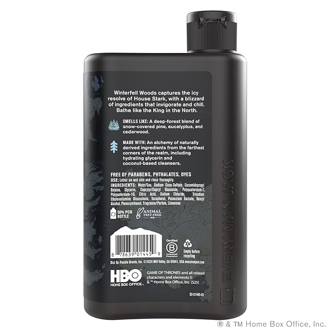 Every Man Jack Game of Thrones Collectors Body Wash - Winterfell - Frost Woods Scent - 13.5 oz (Pack of 2)