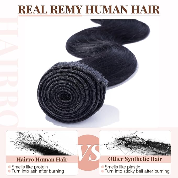 Hairro Sew in Hair Extensions Real Human Hair, 100g/bundle Weave Weft for Women Adding Volume and Length, for DIY Beauty Dating Party, 12 Inch One Bundle Body Wave #1B Natural Black