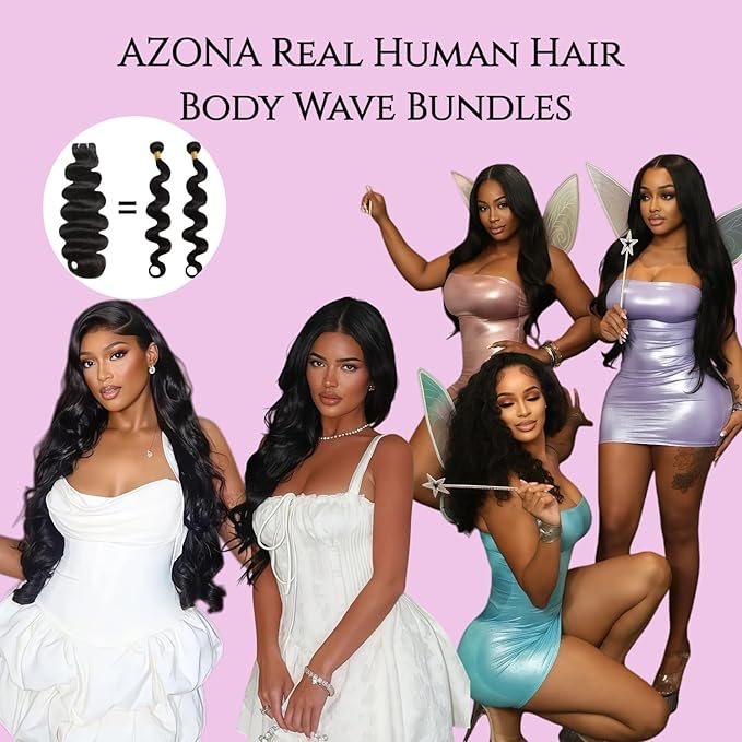 AZONA 16A Real Raw Bundles Body Wave Human Hair,No Tangle No Shedding Body Wave Bundles Human Hair,Triple Lifespan Over Regular Virgin Hair Bundle,Silky And Soft New 16 18 20 Inch
