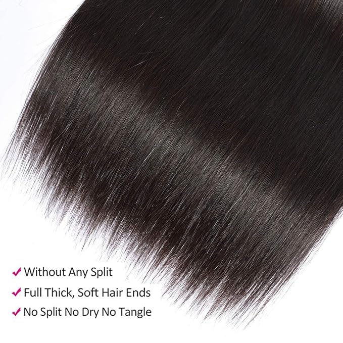 Straight Bundles Human Hair Bundles 16 Inch 1 Bundles 12A Brazilian Unprocessed Virgin Human Hair Wet and Wavy Double Weft Straight Human Hair Bundles Natural Color