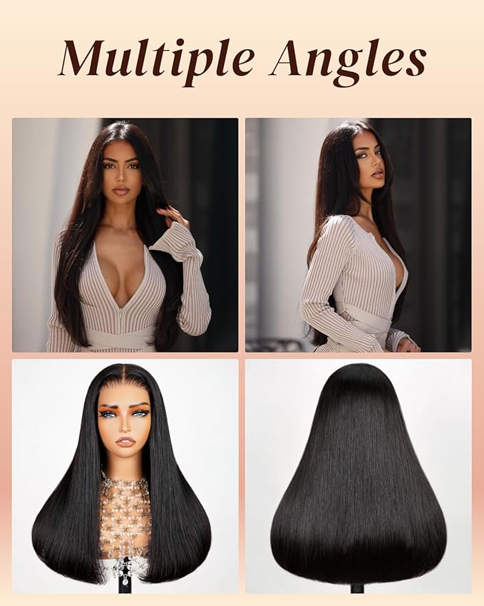 Arabella Hair 6x5 Glueless Wig Human Hair - 230% Density Ready to Wear Invisible Part Wig for Women, Wear and Go Straight Wig Natural Scalp Look, Breathable Full Wig with Adjustable Straps 18inch