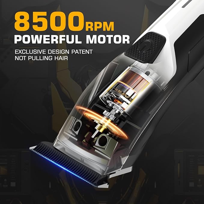 Professional Hair Clippers for Men, Professional Barber Clippers and Trimmer Set, Mens Cordless Hair Clipper for Barbers Haircut Kit Fade White