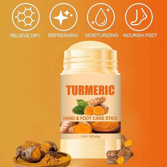 Turmeric & 60% Urea Foot Cream Set, Hydrating & Softening Hand and Foot Cream Balm Stick, Hand and Foot Cracked Heel Stick Moisturizer, Urea Cream 60 Percent for Feet Maximum Strength, 1.41 Oz Each