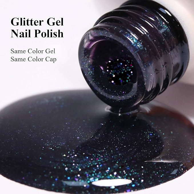 10ml Hema Free Glitter Gel Nail Polish Soak Off Long Lasting Charcoal Gray Gel Polish Salon DIY at Home Gift for Women 1Pcs