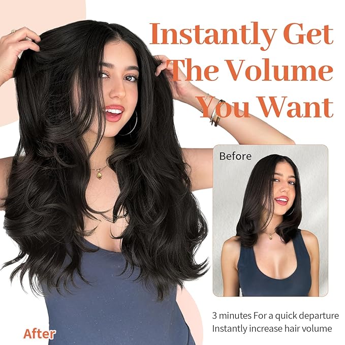 Kookastyle Clip in Hair Extensions, Natural Long Layered Soft Invisible Synthetic Curly Hairpieces for Women,4 pcs(20 Inch,Dark Brown)